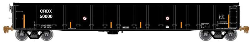 Thrall 2743 Gondola - Ready to Run - Master(R) -- Chicago Freight Car Leasing CRDX 50011 (black, yellow Conspicuity Marks)