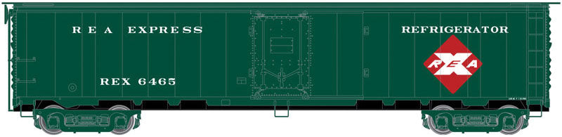 ACF-REA Steel Express Reefer - Ready to Run - Master(TM) -- Railway Express Agency 6465 (Early 1960s 2, dark green, white, X Logo)