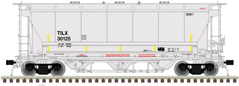 Trinity 3230 Pressure Differential 3-Bay Covered Hopper - Ready to Run - Maste -- Trinity Industries Leasing #30129 (gray, Yellow Conspicuity Marks)