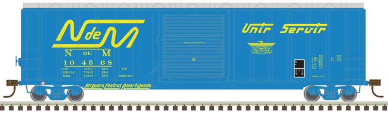 Berwick 50' Boxcar - Ready to Run - Master(R) -- Nacionales de Mexico #104393 (blue, yellow; Large Logo, "Unir Servir" Slog