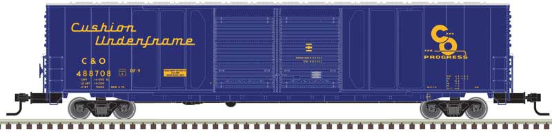 ACF 60' Double-Door Auto Parts Boxcar - Ready to Run - Master(R) -- Chesapeake & Ohio 488744 (blue, yellow, Progress Logo)