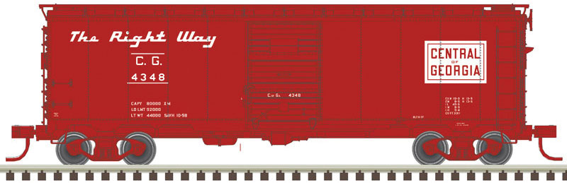 1932 ARA 40' Steel Boxcar - Ready to Run - Master(R) -- Central of Georgia #4264 (Boxcar Red, white; "The Right Way" Slogan)