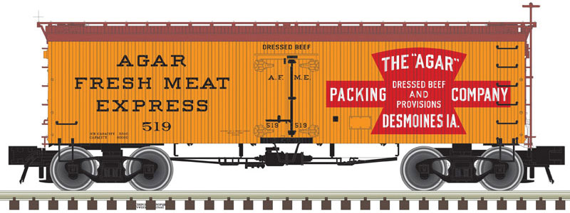 36' Wood Reefer - Ready to Run - Master(R) -- Agar Packing Co. #519 (orange, red, Boxcar Red)