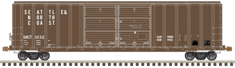 FMC 5077 50' Double-Door Boxcar with Centered Doors - Ready to Run - Master(R) -- Seattle & North Coast 1017 (Boxcar Red, white)