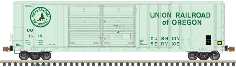 FMC 5077 50' Double-Door Boxcar with Offset Doors - Ready to Run - Master(R) -- Union Railway of Oregon 1512 (green)