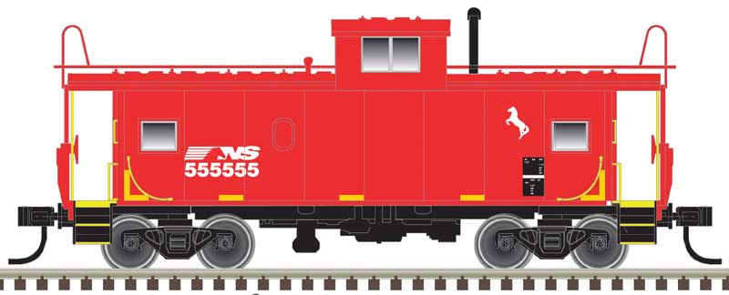 Standard-Cupola Caboose - Ready to Run - Master(R) -- Norfolk Southern 555059 (red, white, All Aboard for Double Zeros Slogan)