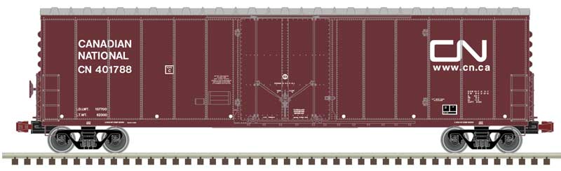 NSC 50' Newsprint Plug-Door Boxcar - Ready to Run -- Canadian National #401640 (Boxcar Red, white; Website Logo)