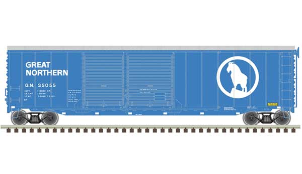 Postwar 50' Double-Door Boxcar - Ready to Run - Master(R) -- Great Northern 35930 (Big Sky Blue, white)