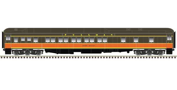 Pullman Heavyweight Plan 3973 10-1-1 Sleeper - Ready to Run -- Illinois Central Chief Goliah (brown, orange)