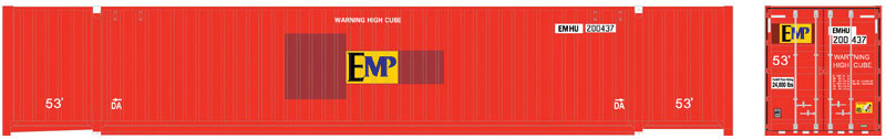 Jindo 53' 6-53-6 Roof Corrugated Container 3-Pack - Assembled - Master(R) -- EMP Set 2 200413, 200427, 200475 (ex-Hub, orange, yellow)