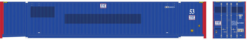 Jindo 53' 6-53-6 Roof Corrugated Container 3-Pack - Assembled - Master(R) -- Milestone MLNU Set 1 889829, 889836, 889856 (ex-Pacer, blue, red)