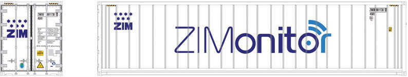 40' Reefer Container 3-Pack - Master(R) -- ZIM Set 2 ZMOU 8817477, 8817522, 8817630 (white, blue, Monitor Markings)