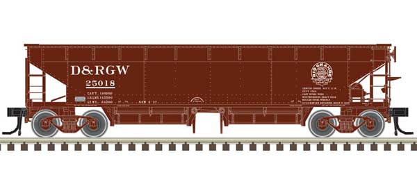 70-Ton Hart Ballast Car 3-Pack - Ready to Run - Master(R) -- Denver & Rio Grande Western 25042, 25057, 25063 (Boxcar Red, white)