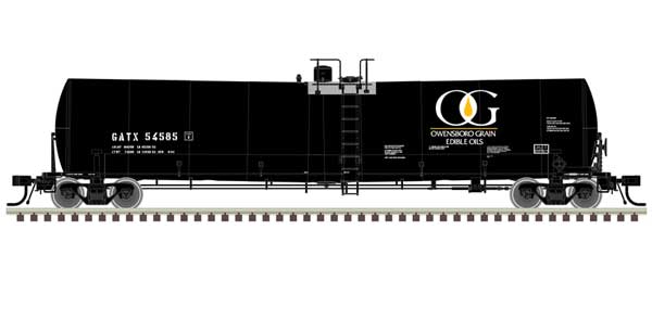 Trinity 25,500-Gallon Tank Car - Ready to Run - Master(R) -- Owensboro Grain GATX #54540 (black, white, yellow)