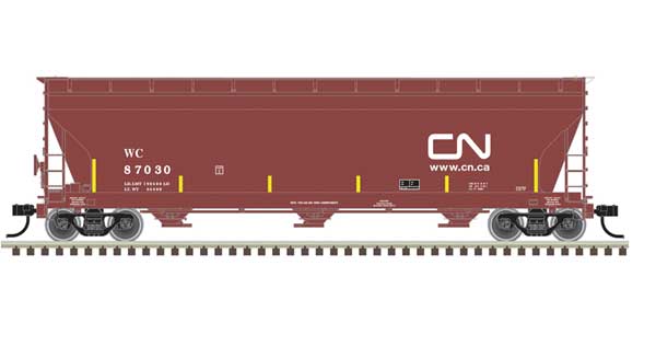 ACF 4650 Centerflow Covered Hopper Post-1971 Version - Ready to Run - Master(R -- Canadian National WC 87044 (Mineral Red, white, Website Noodle Logo)