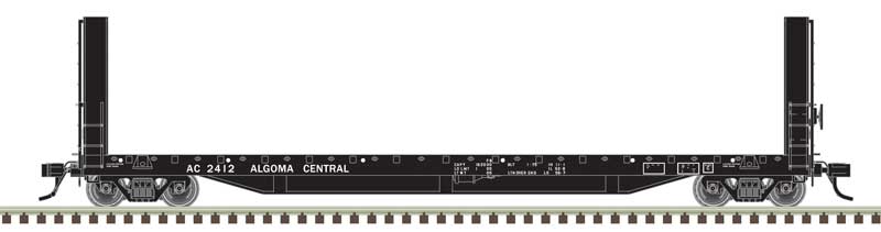 51'6" Bulkhead Flatcar - Ready to Run - Master(R) -- Algoma Central #2424 (black, white)