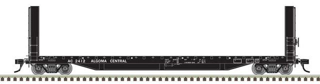 51'6" Bulkhead Flatcar - Ready to Run - Master(R) -- Algoma Central #2424 (black, white)