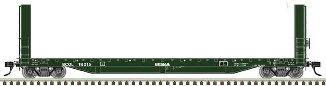 51'6" Bulkhead Flatcar - Ready to Run - Master(R) -- BC Rail #19007 (green, white)