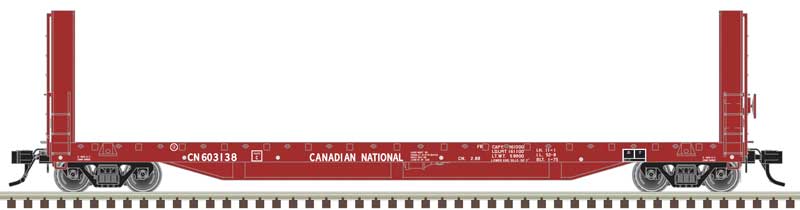 51'6" Bulkhead Flatcar - Ready to Run - Master(R) -- Canadian National #603154 (Boxcar Red, white)