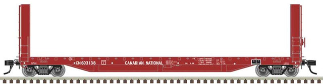 51'6" Bulkhead Flatcar - Ready to Run - Master(R) -- Canadian National #603154 (Boxcar Red, white)