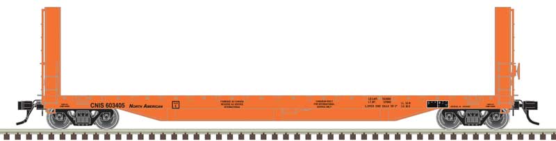 51'6" Bulkhead Flatcar - Ready to Run - Master(R) -- Canadian National #603417 (orange, black, International Service)