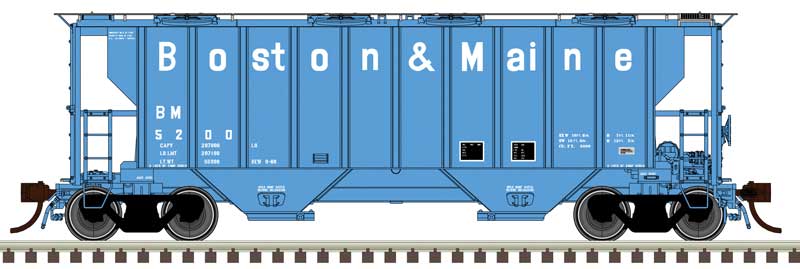 Portec 3000 2-Bay Covered Hopper - Ready to Run - Master(R) Plus -- Boston & Maine #5246 (blue, white)