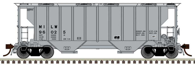 Portec 3000 2-Bay Covered Hopper - Ready to Run - Master(R) Plus -- Milwaukee Road #96025 (gray, black)