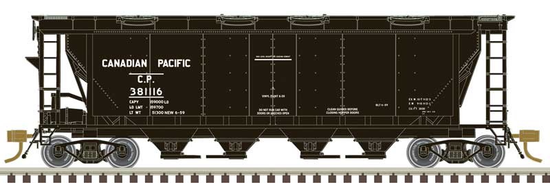 Slab-Side Covered Hopper - Ready to Run - Master(R) -- Canadian Pacific #381260 (black, white)