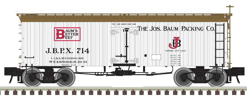 36' Wood Reefer - Ready to Run - Master(R) -- Baum's Better Beef #714 (white, black, red)