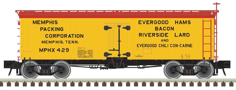 36' Wood Reefer - Ready to Run - Master(R) -- Memphis Packing Corporation #429 (white, red)
