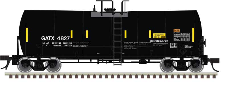 Trinity 17,600-Gallon Corn Syrup Tank Car - Ready to Run -- GATX #4856 (black, white, yellow, Conspicuity Stripes)