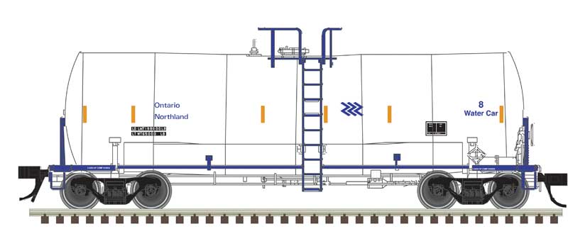 Trinity 17,600-Gallon Corn Syrup Tank Car - Ready to Run -- Ontario Northland #7 (white, blue, yellow, Chevron Logo)