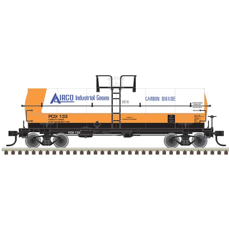 11,000-Gallon Tank Car w/Platform - Ready to Run - Master(R) -- Airco Carbon Dioxide PCIX #133 (white, orange, blue)