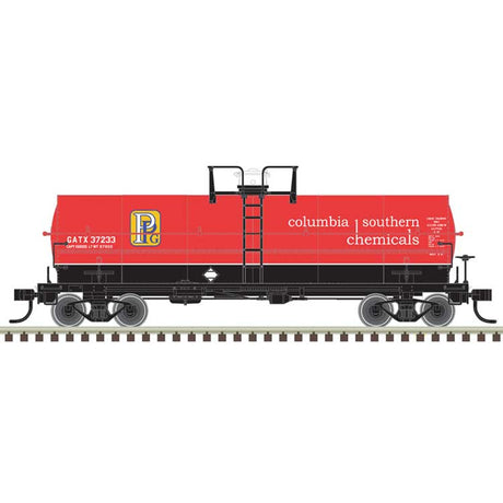 11,000-Gallon Tank Car w/Platform - Ready to Run - Master(R) -- PPG Columbia Southern GATX #37240 (orange, yellow, black)
