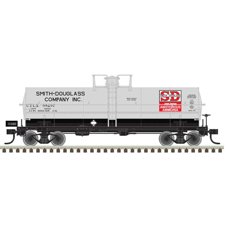 11,000-Gallon Tank Car w/Platform - Ready to Run - Master(R) -- Smith Douglass UTLX #98297 (gray, black, red)