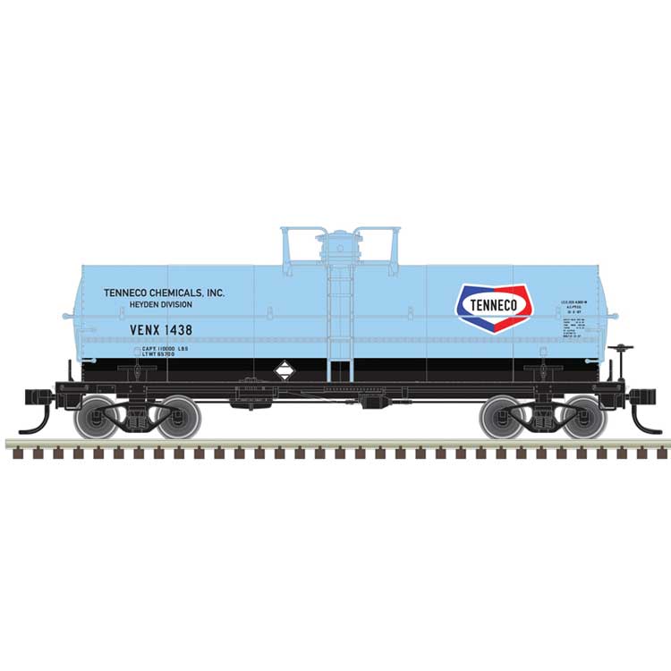 11,000-Gallon Tank Car w/Platform - Ready to Run - Master(R) -- Tenneco Chemicals VENX #1366 (blue, red, black)