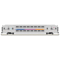 Multi-Level Commuter Cab Car & Coach/Toilet Coach Set - Ready to Run -- NJ Transit Cab #7041, Coach #7631, 7228 (silver, magenta, orange, blue)