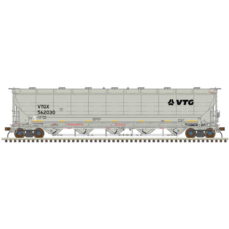 Trinity 5660 PD Covered Hopper - Ready to Run -- VTG North America VTGX #562045 (gray, black, yellow conspicuity stripes)