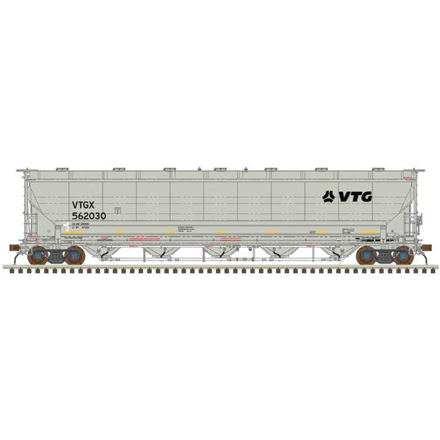 Trinity 5660 PD Covered Hopper - Ready to Run -- VTG North America VTGX #562045 (gray, black, yellow conspicuity stripes)