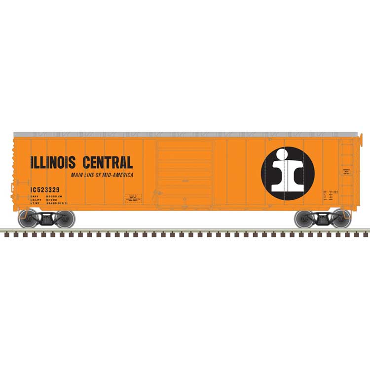 Postwar 50' Single-Door Boxcar - Ready to Run - Master(R) -- Illinois Central #523396 (orange, black, white, Split Rail Logo)