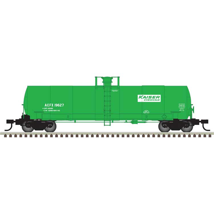 ACF 17,360-Gallon Tank Car - Ready to Run - Master(R) -- Kaiser Chemicals ACFX #19629 (green, white)