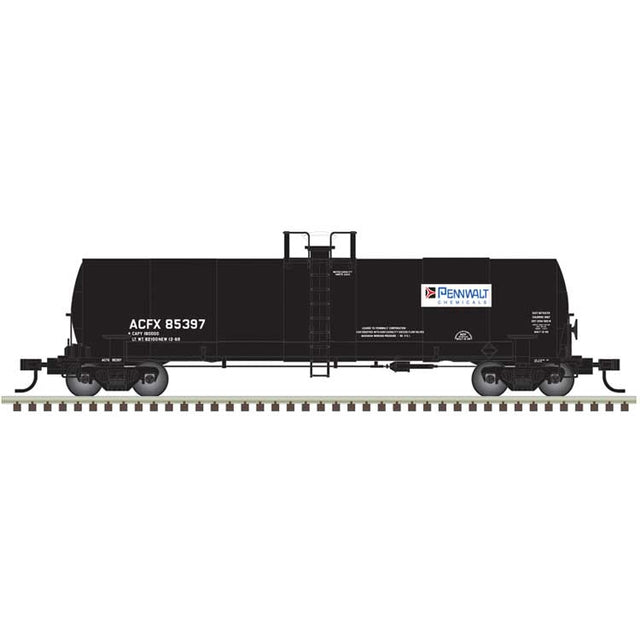 ACF 17,360-Gallon Tank Car - Ready to Run - Master(R) -- Pennwalt Chemicals ACFX #85399 (black, blue, white)