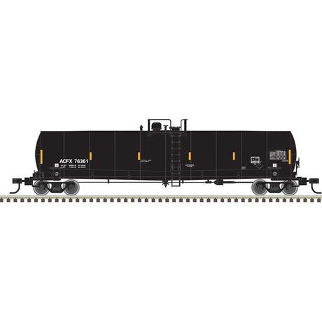 ACF 23,500-Gallon Tank Car - Ready to Run - Master(R) -- ACFX #76351 (black, reporting marks only, yellow conspicuity marks)