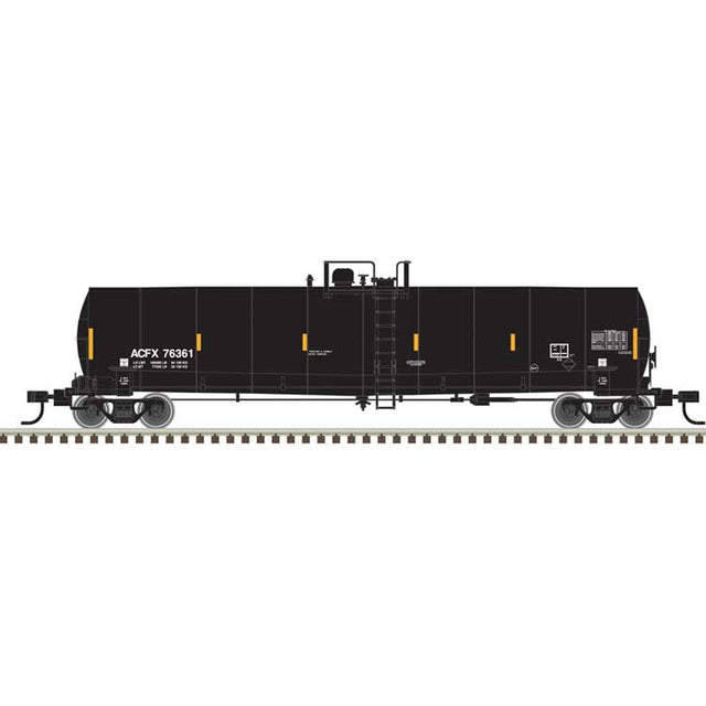 ACF 23,500-Gallon Tank Car - Ready to Run - Master(R) -- ACFX #76351 (black, reporting marks only, yellow conspicuity marks)