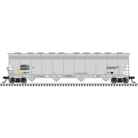 ACF 5800 4-Bay Covered Hopper - Ready to Run - Master(R) -- ACFX #69329 (gray, black, yellow conspicuity marks)