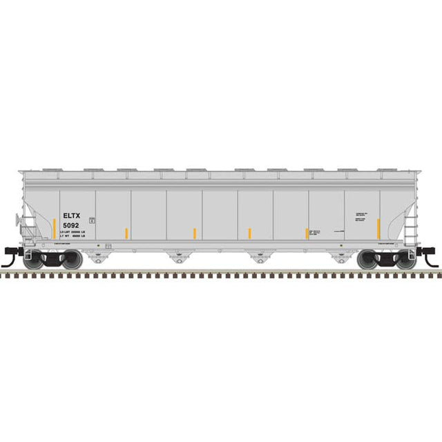 ACF 5800 4-Bay Covered Hopper - Ready to Run - Master(R) -- Soltex Polymers ELTX #5099 (gray, black, yellow conspicuity marks)