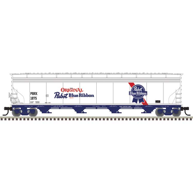 ACF 5748 4-Bay Covered Hopper - Ready to Run - Master(R) -- Pabst Blue Ribbon #1899 (silver, blue, red, white)