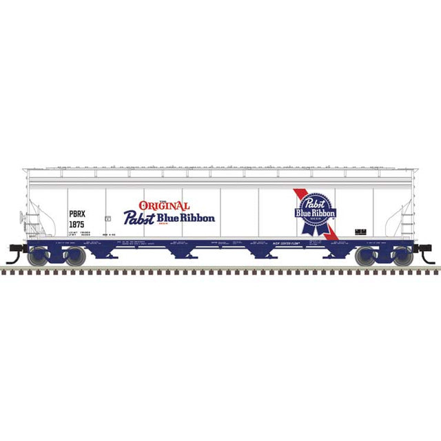 ACF 5748 4-Bay Covered Hopper - Ready to Run - Master(R) -- Pabst Blue Ribbon #1899 (silver, blue, red, white)