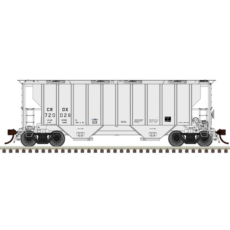 Portec 3000 2-Bay Covered Hopper - Ready to Run - Master(R) -- Chicago Freight Car Leasing CRDX #720004 (gray, black, reporting marks only)