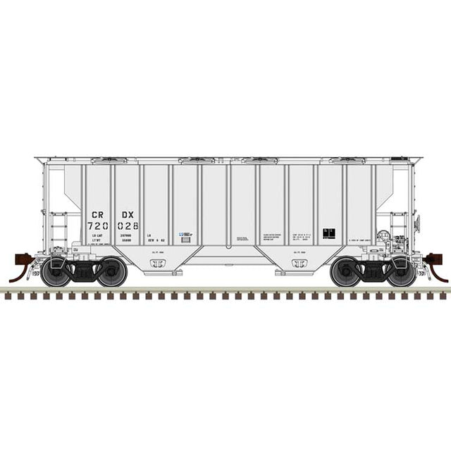 Portec 3000 2-Bay Covered Hopper - Ready to Run - Master(R) -- Chicago Freight Car Leasing CRDX #720004 (gray, black, reporting marks only)